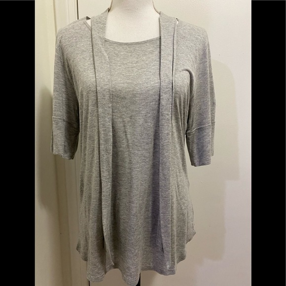 FRAME Heather Gray Tie-Neck Tee - Picture 4 of 5